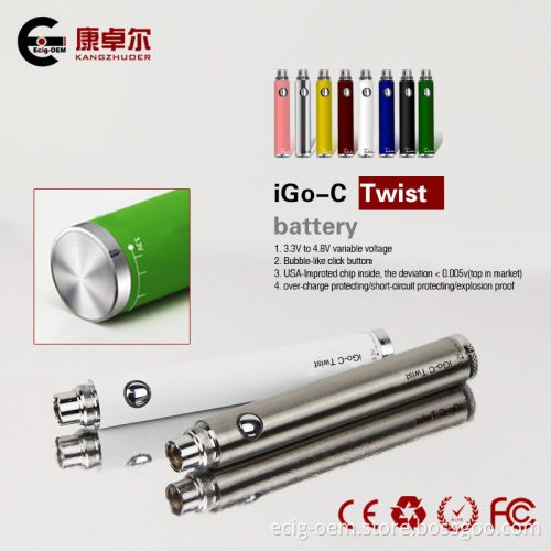 E-Cigarettes Evod Twist Battery Voltage Variable Adjustable